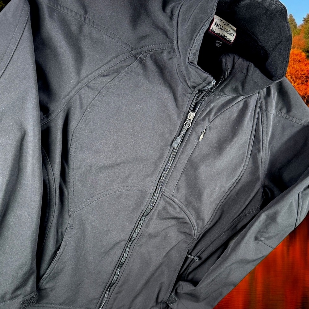 Double Diamond Soft Shell Jacket Men S Fleece Lined‎ Full Zip Black Hike Street